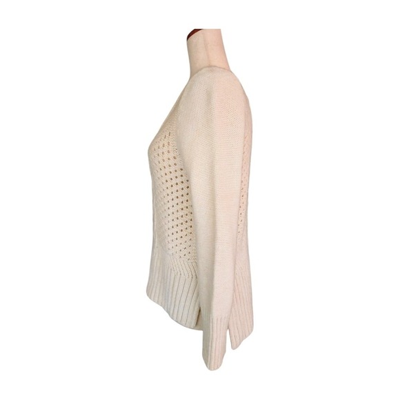 The Kooples Sport‎ Ivory Alpaca Wool Blend Cable Knit V-Neck Sweater Size Small - Picture 5 of 10